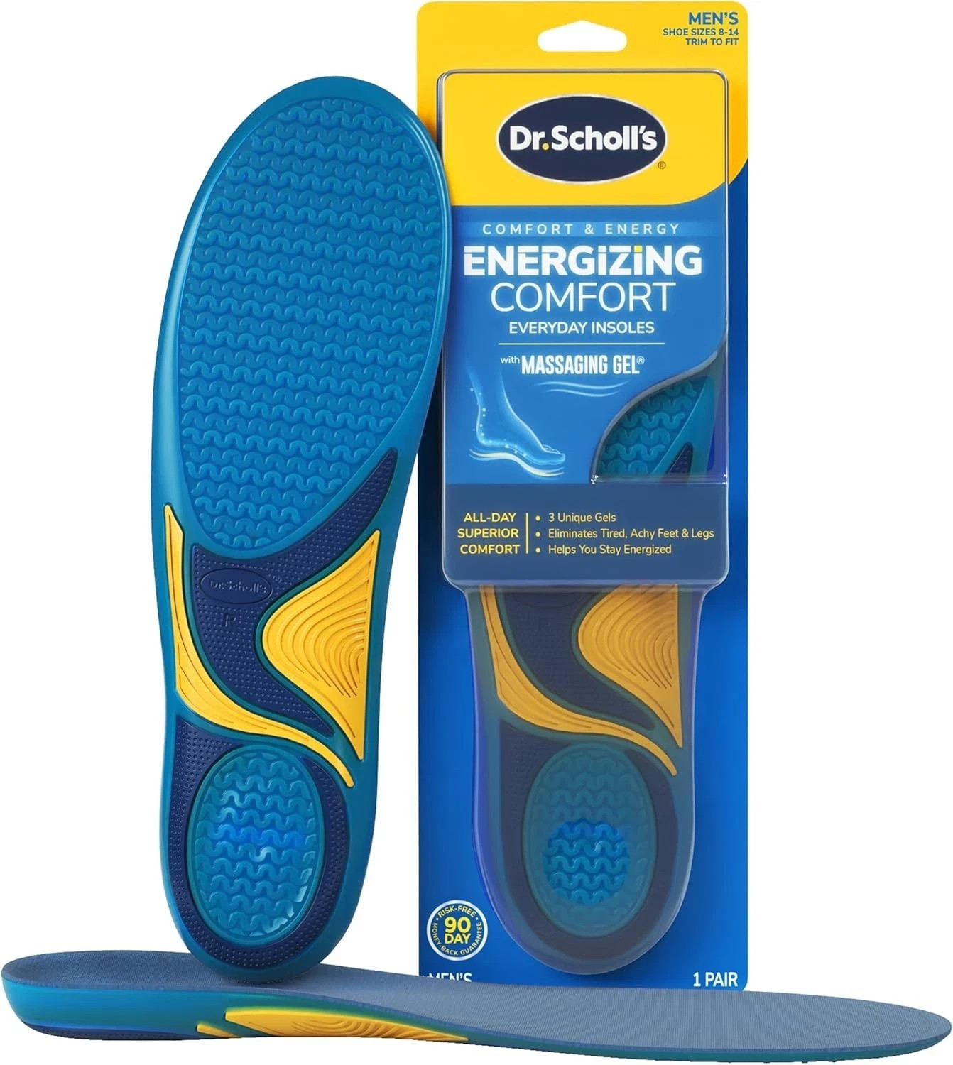 Dr Scholls Insoles Men WORK Massaging Gel Full Shoe Insole Sz 8-14 (1 pair)