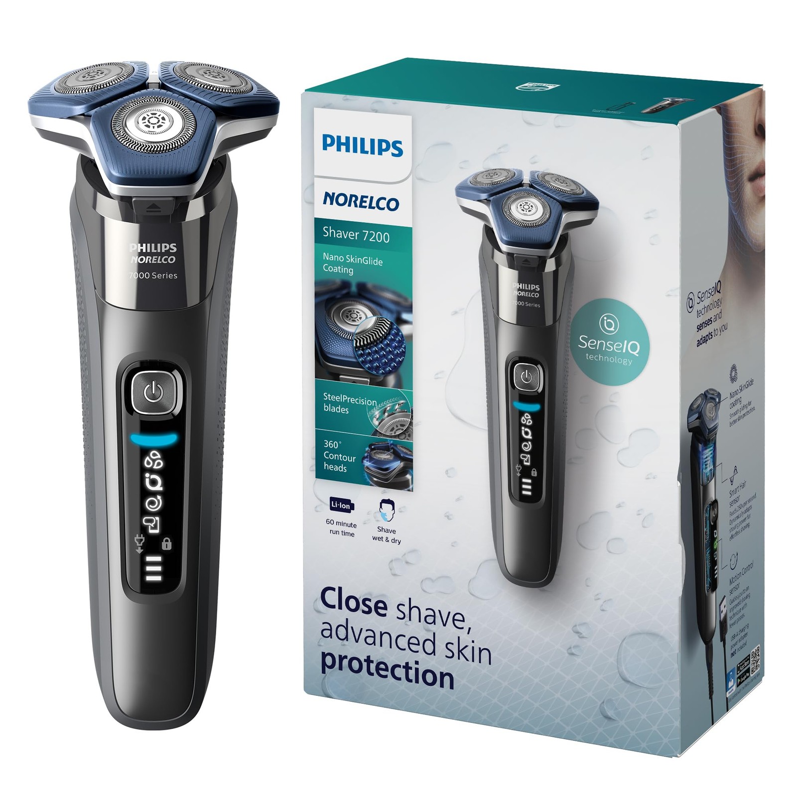 Philips Norelco Shaver 7200 Rechargeable Wet Dry Electric Shaver Senseiq