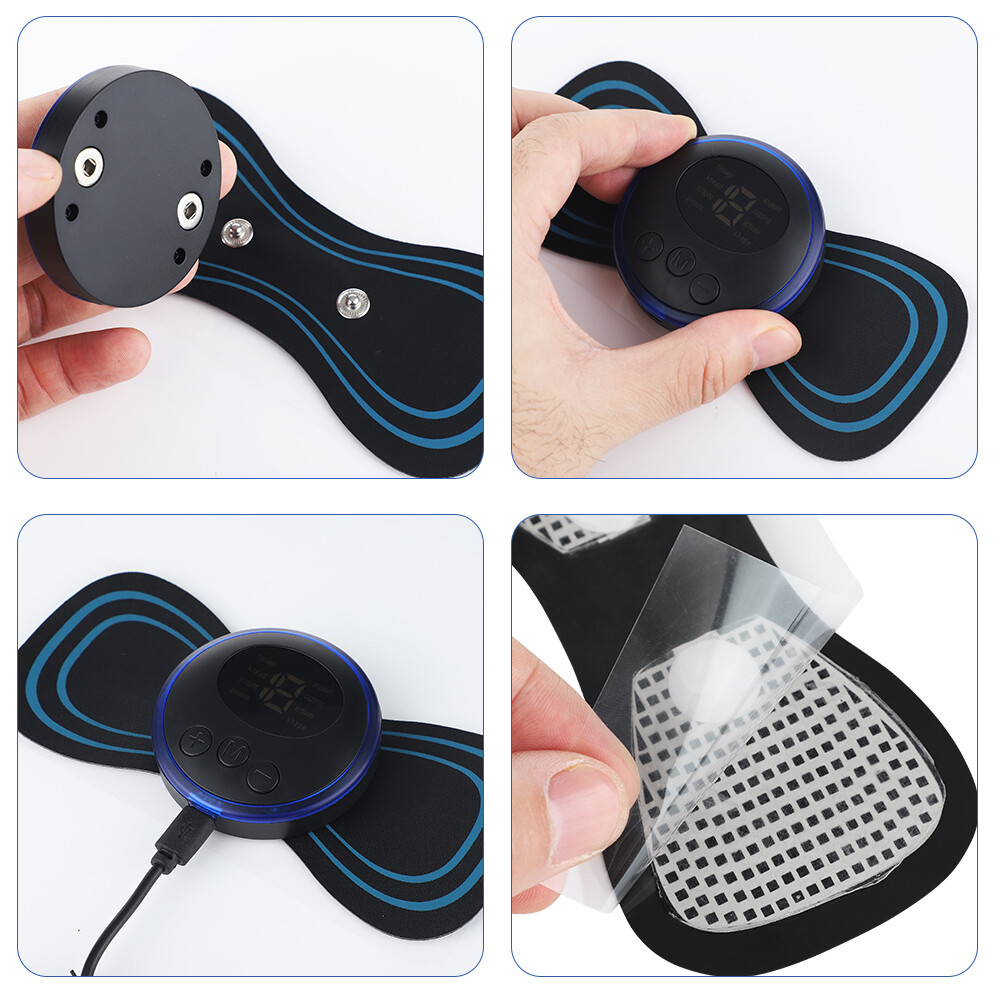 EMS Stimulator Electric Neck Back Massager Pads Cervical Massager With 5 Patches