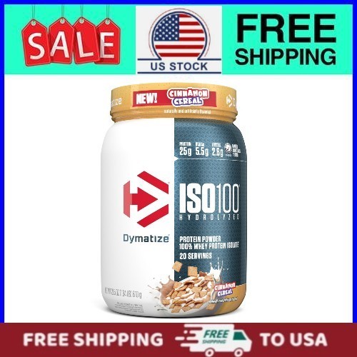 Dymatize 20 Servings Hydrolyzed Whey Isolate Powder 25g Protein Cinnamon Cereal