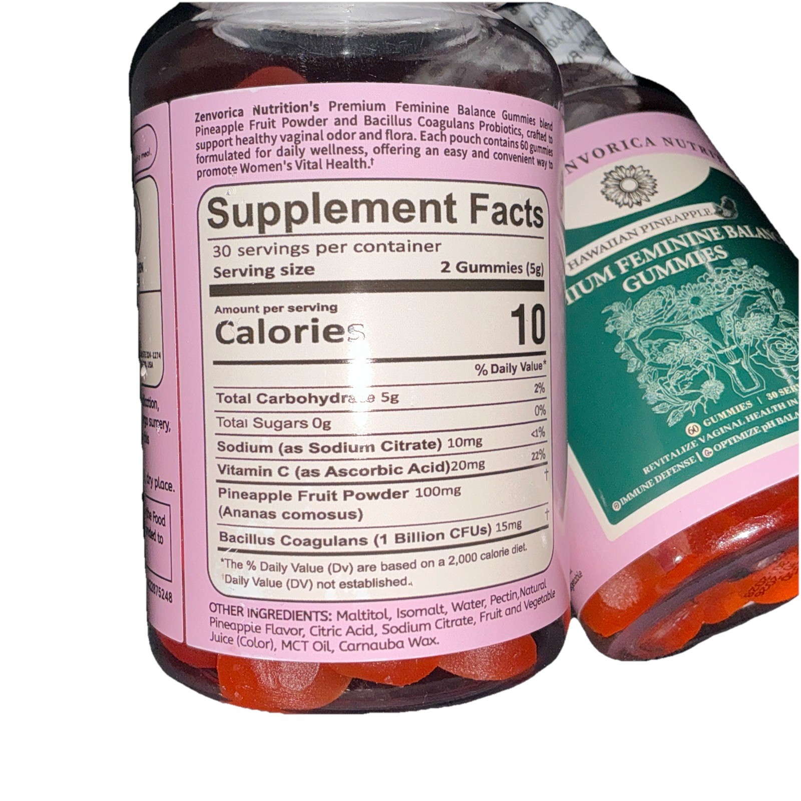 Zenvorica Nutrition Feminine Balance Probiotic Gummies, Hawaiian Pineapple