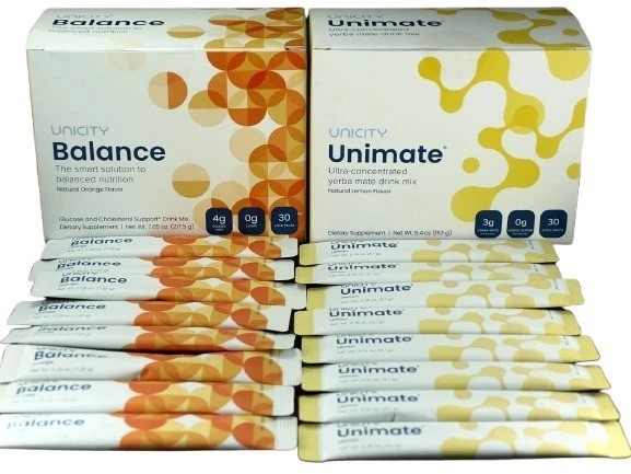 Unicity Feel Great System Balance + Unimate Lemon 30 Sticks Each New sealed