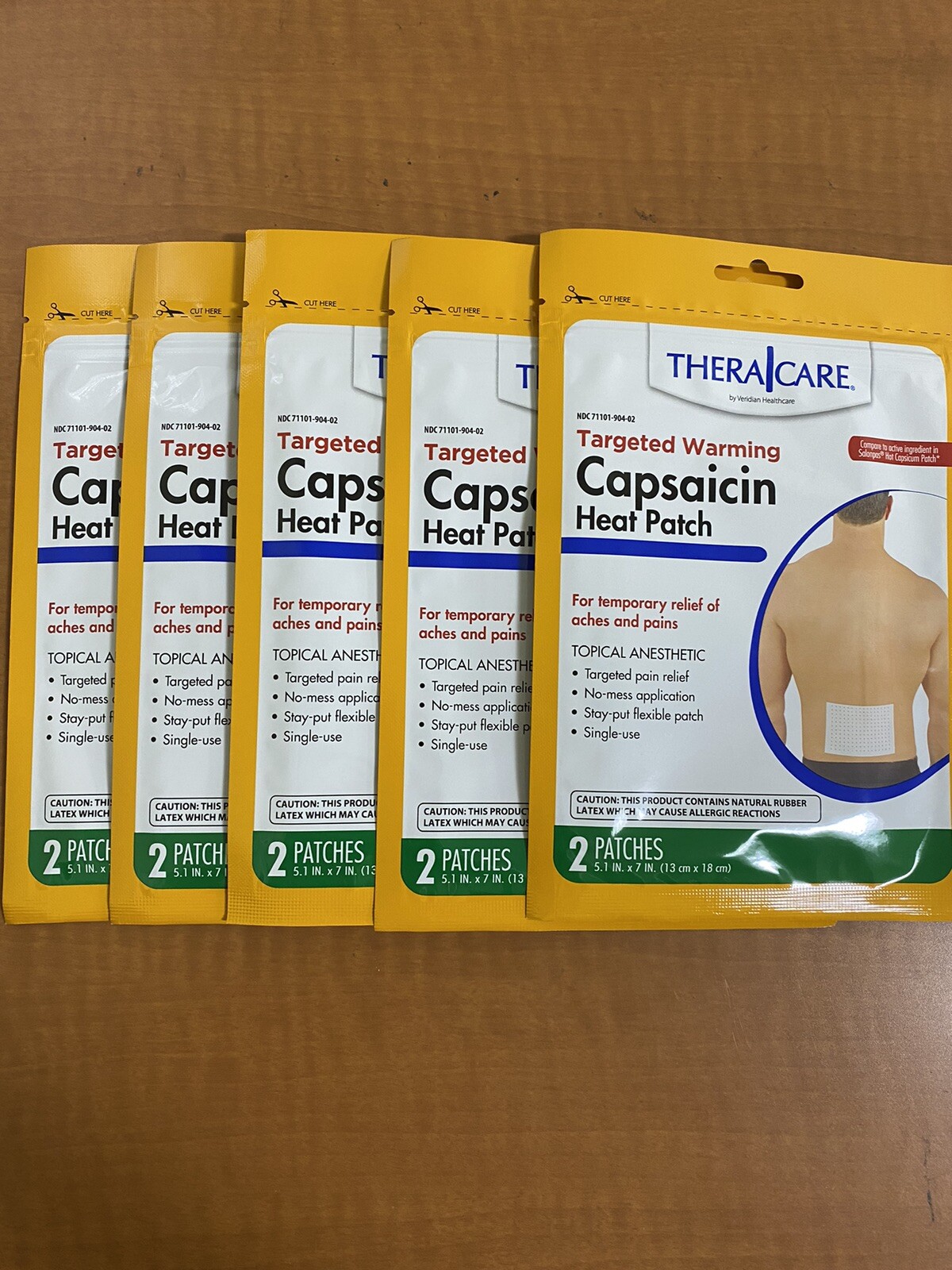 Pack Of 5 Capsaicin Heat Patch Targeted Warming By TheraCare Pain Relief