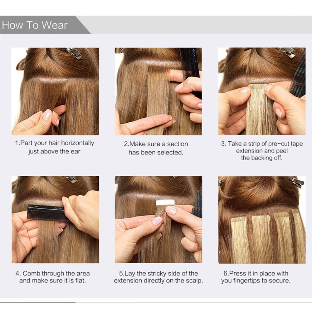 20pcs Brazilian Tape In Remy 100% Real Human Hair Extensions Thick Weft US STOCK