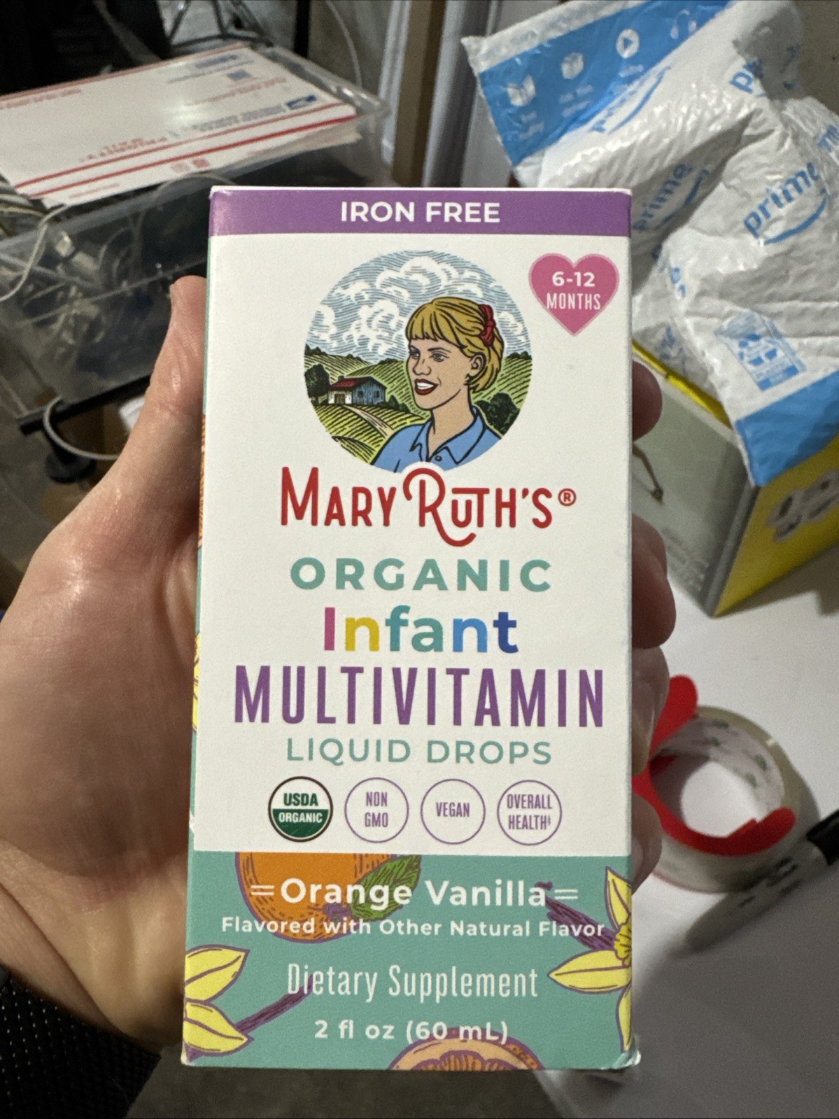 Organic Infant Multivitamin Liquid Drops 6-12 Months, Orange Vanilla Exp 11/2026