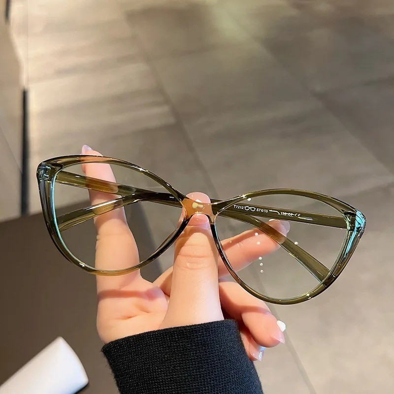 1Pc Green Cat Eye Anti Blue Light Glasses Replaceable Lens Eyewear