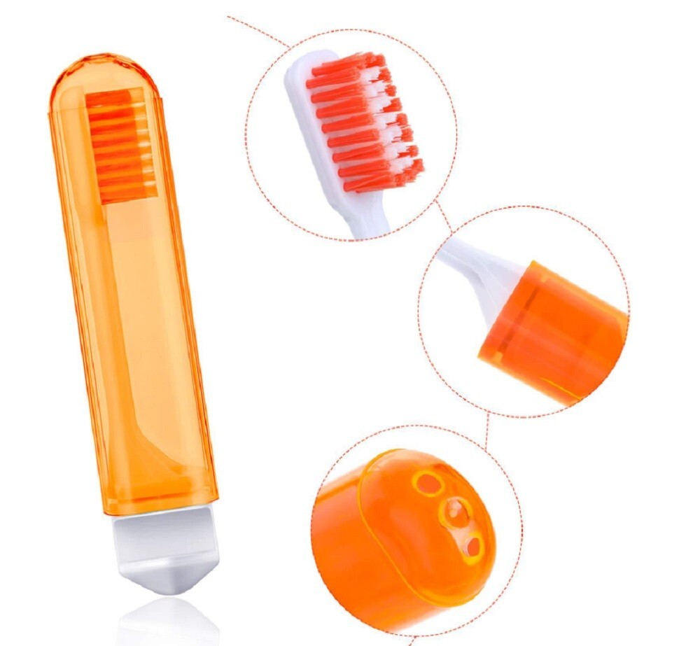 4 Piece Folding Travel Toothbrush Portable Compact Case Camping Travel Hotel