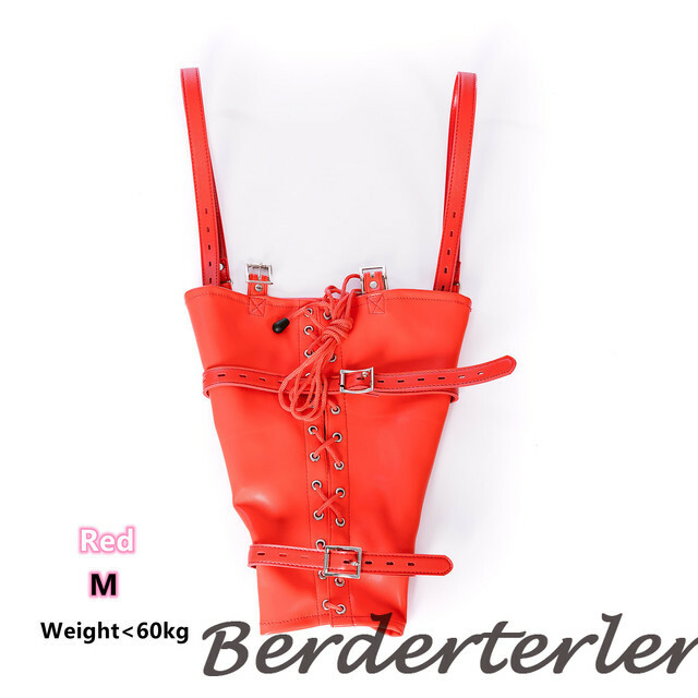 Leather Arm Binder Behind Back Straight Lockable Restraint with Shoulder Straps
