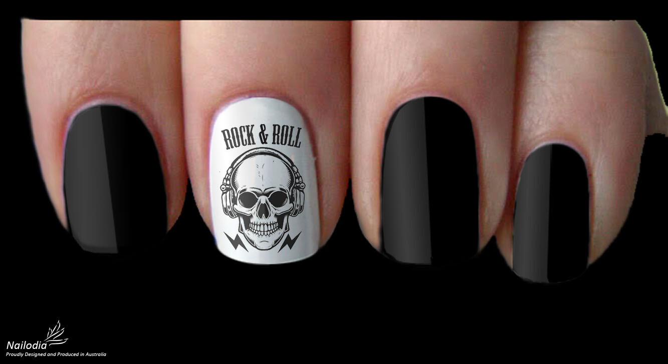 Rock and Roll Nail Art Decal Sticker Water Transfer Slider – Music Theme