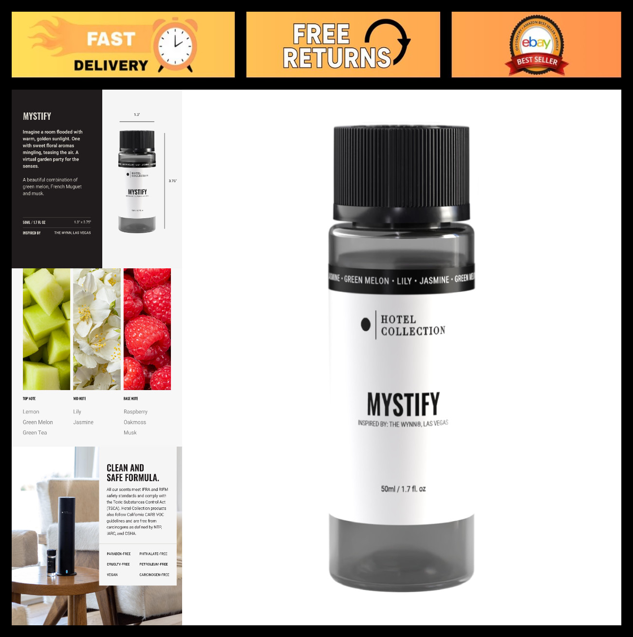 Aromatherapy Essential Oil Diffuser – Mystify Fragrance, Jasmine & Green Melon,