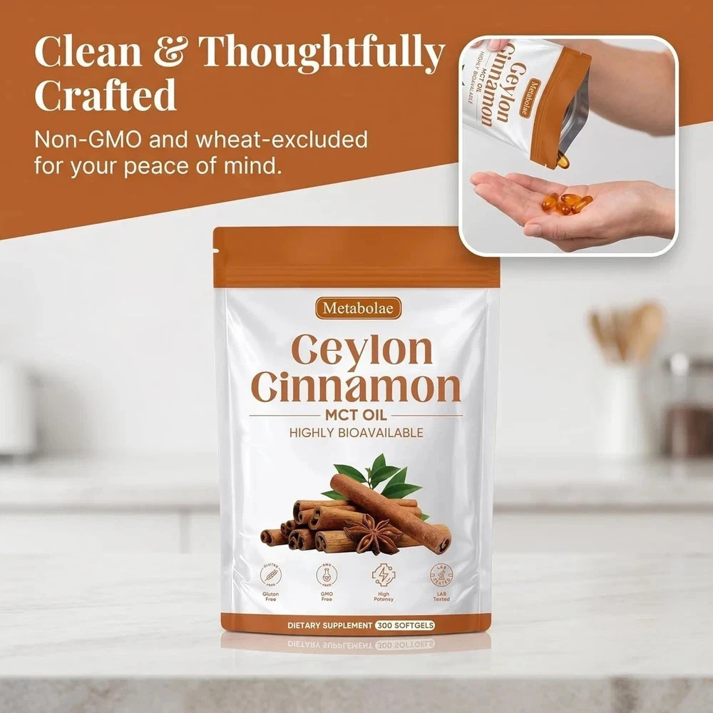 Metabolae Ceylon Cinnamon SoftGels with MCT Oil, Highly Bioavailable Herbal Extr