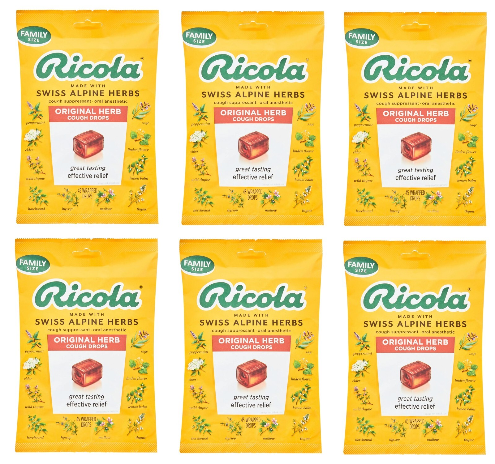 Ricola Original Herb Cough Drops, 6 Pack (6×45) – 270 Count, Natural Menthol