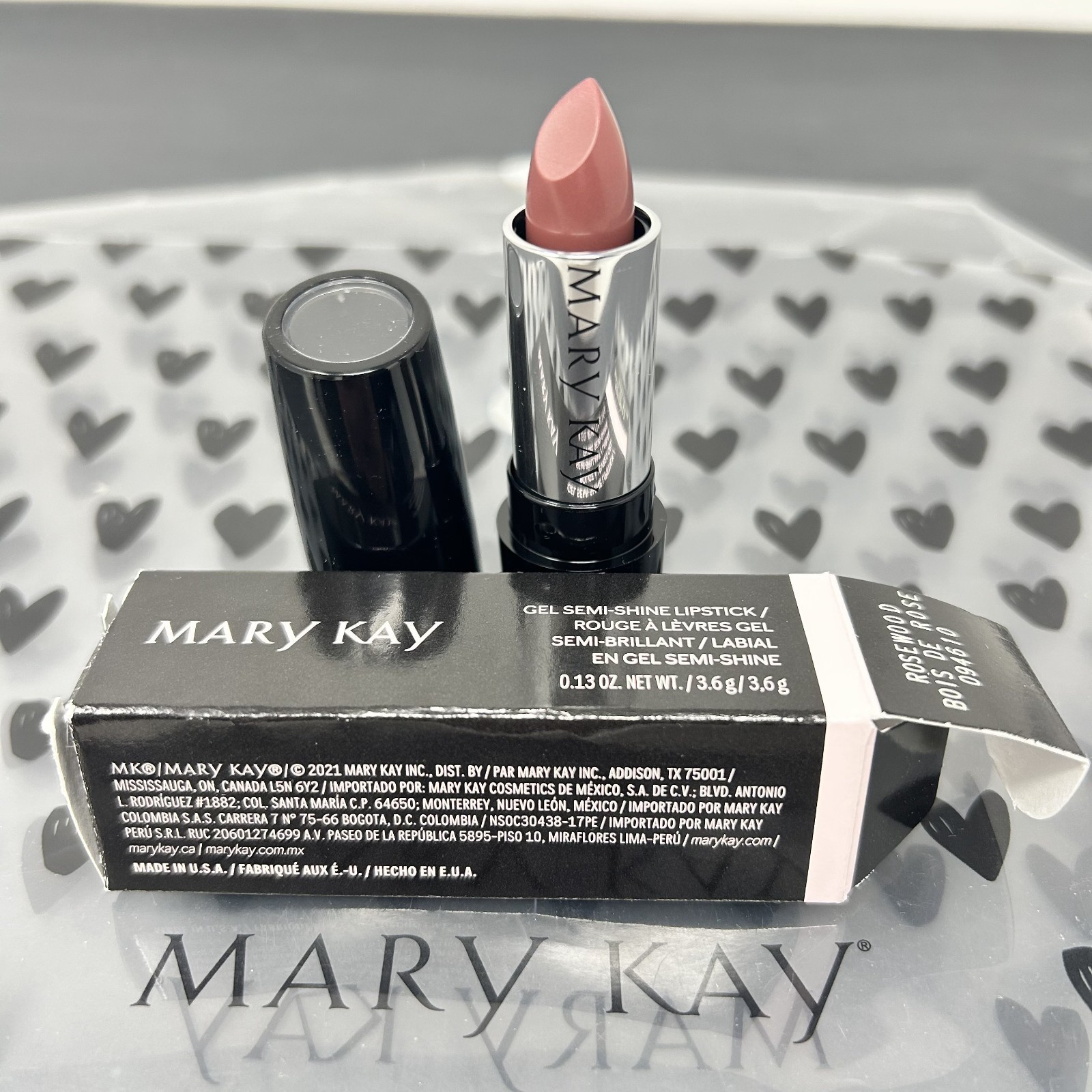 Mary Kay Gel Semi-Shine Lipstick ROSEWOOD Full Size 094610 0.13 oz NEW in Box
