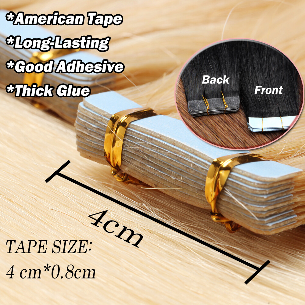 Thick 80PCS 200G 100% Tape In Real Remy Human Hair Extension Full Head Skin Weft