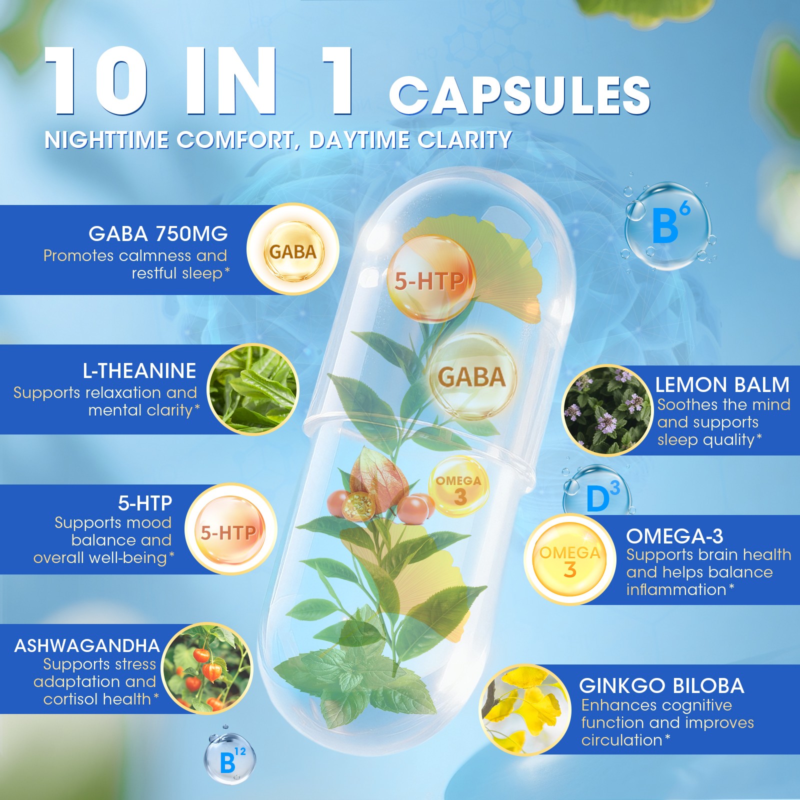 GABA 750mg | 120 Capsules Gamma Aminobutyric Acid Supplement Stress Relief