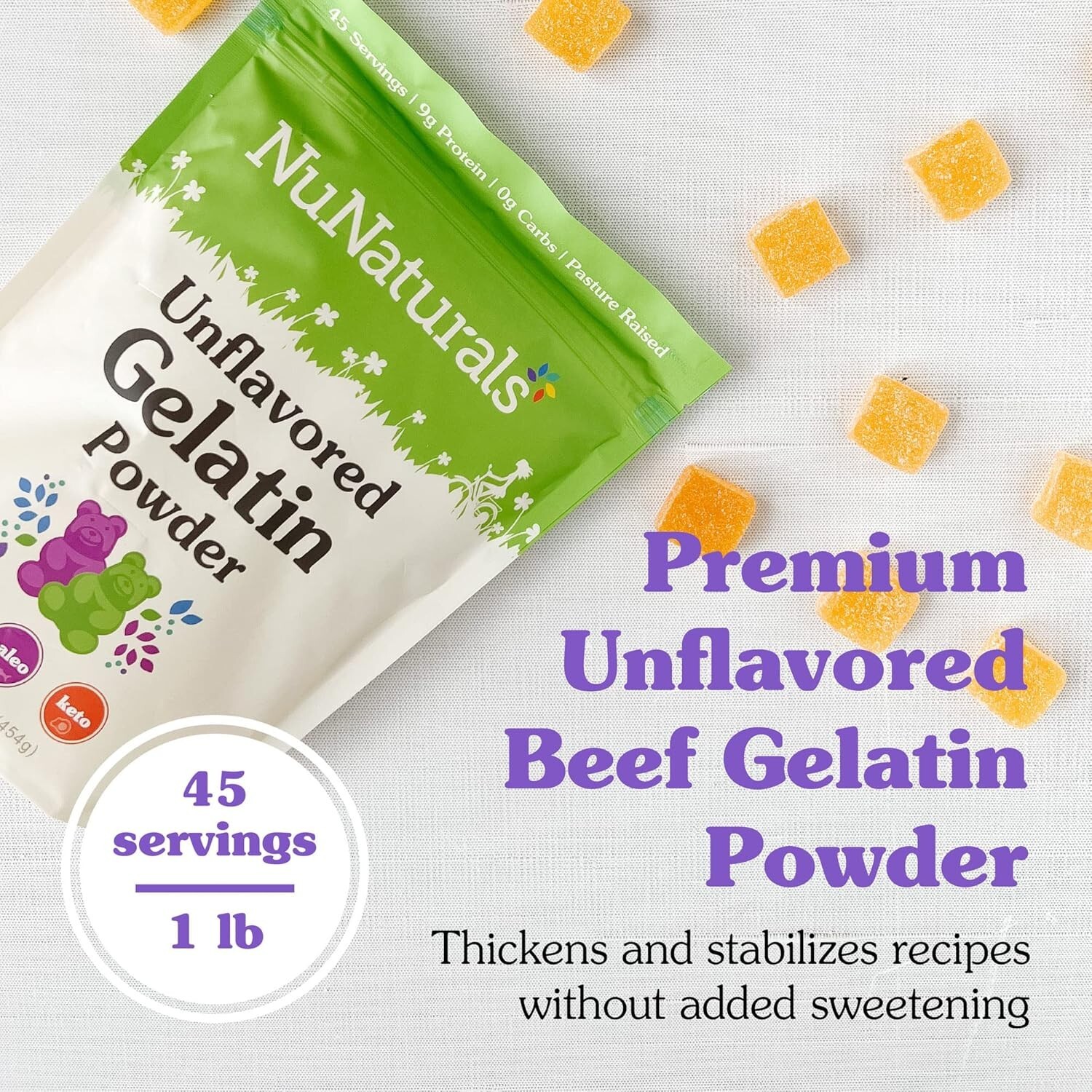 1 lb Beef Gelatin Powder – Naturally Sweet, Guilt-Free Protein Thickener