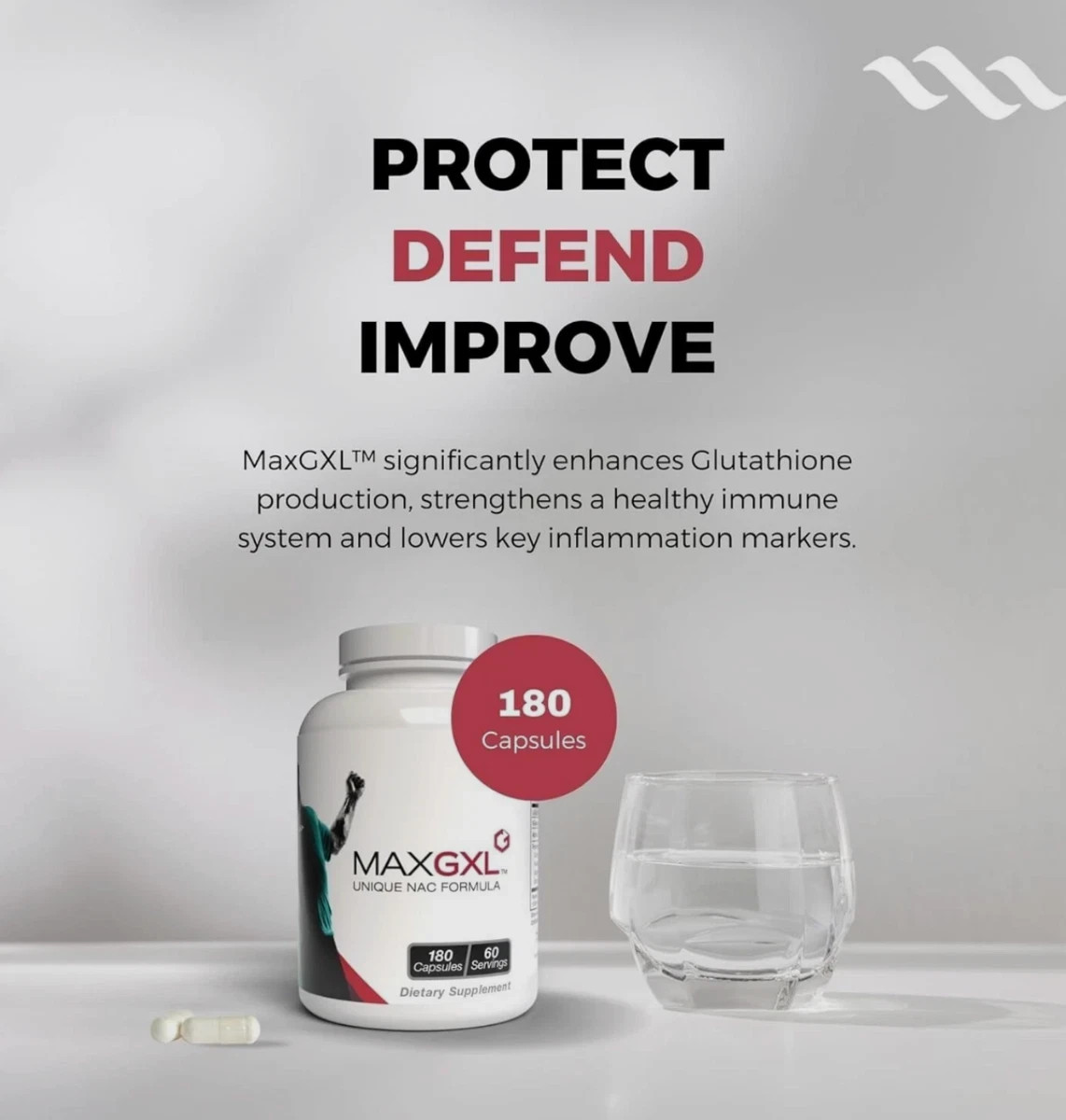 Max International Max GXL Unique NAC Formula 180 Vegetable Capsules, 60 Servings