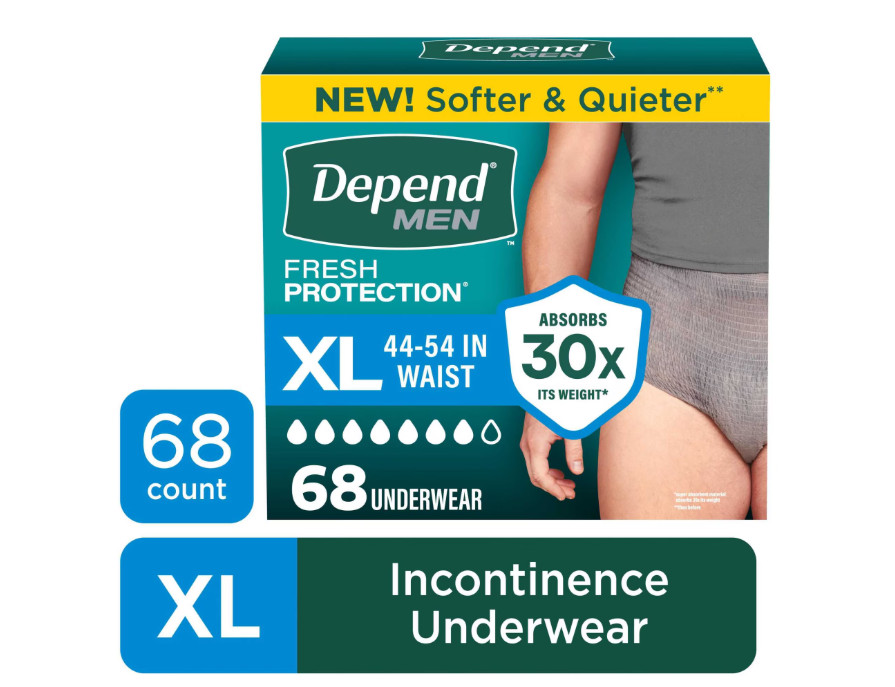 Depend Fresh Protection Men Incontinence Underwear XL 68 Ct Adult Diapers