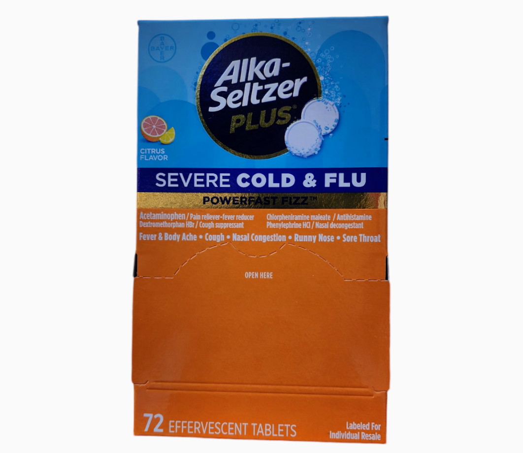 Alka-Seltzer Plus Severe Cold and Flu, Citrus (72ct) EXP: 01/2025-Free Shipping
