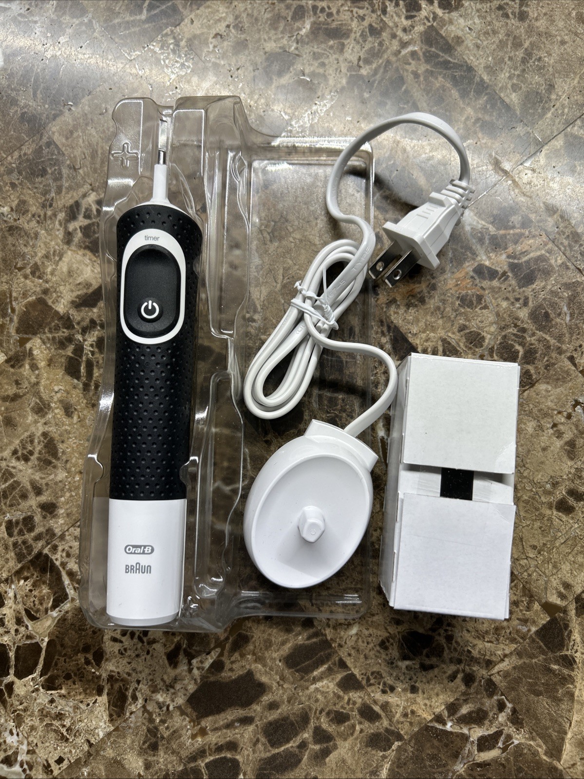 Oral-B Vitality Rechargeable Toothbrush Black Handle, Charger, Brushed Electric