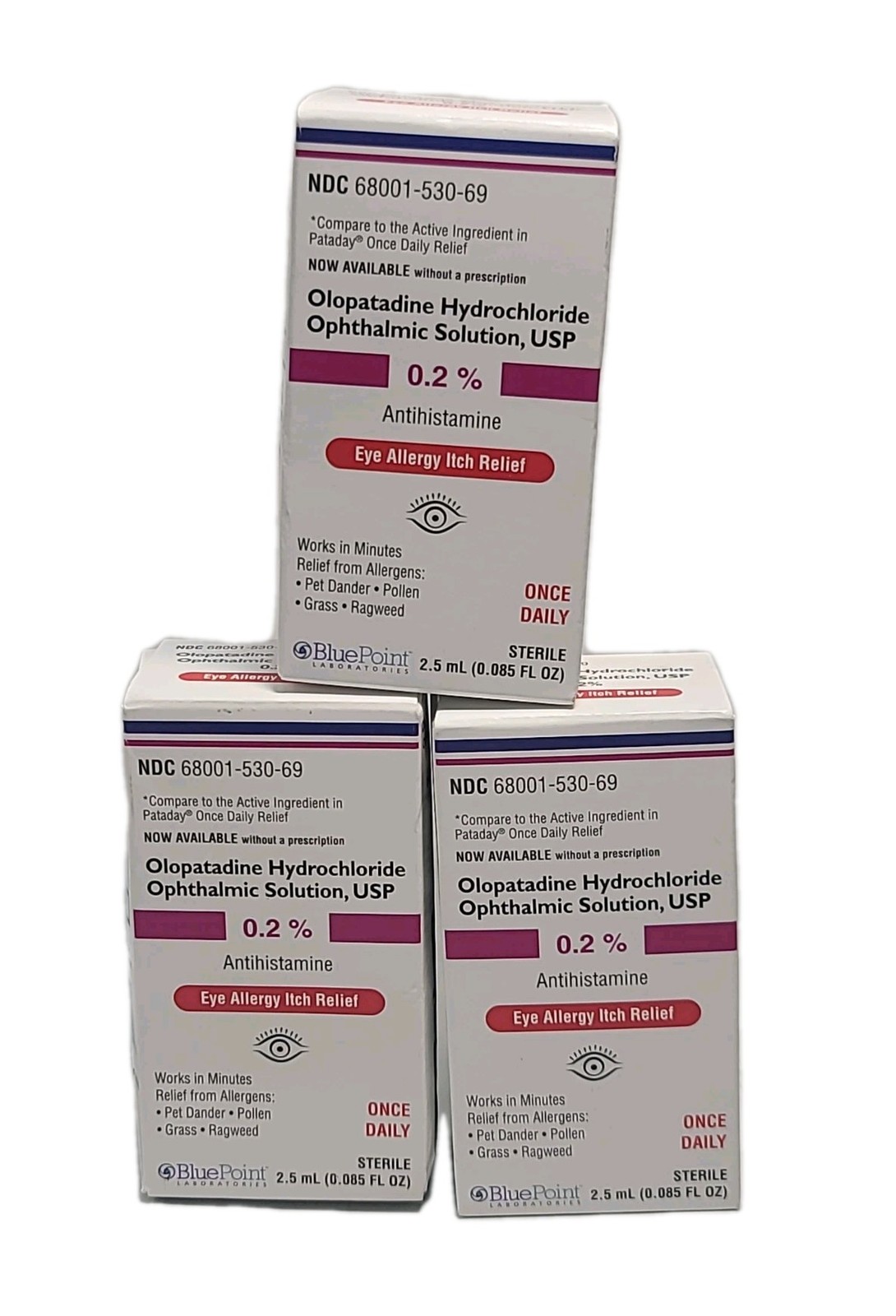 ( LOT OF 3 ) Olopatadine Hydrochloride Ophthalmic Solution 0.2% – 2.5 mL • 10/26