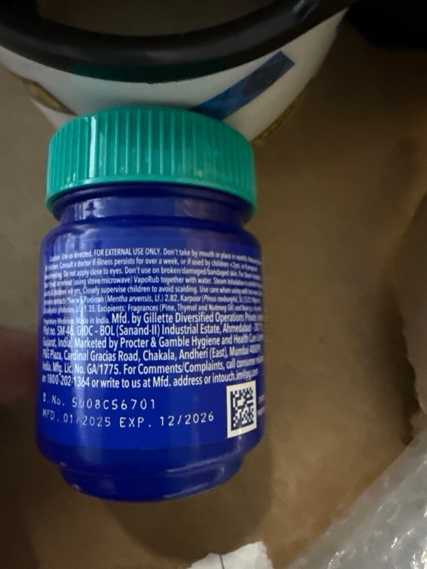 Vicks VapoRub Chest Rub Ointment Cough Relief Cold Aches Pains 50g +10g Extra=60