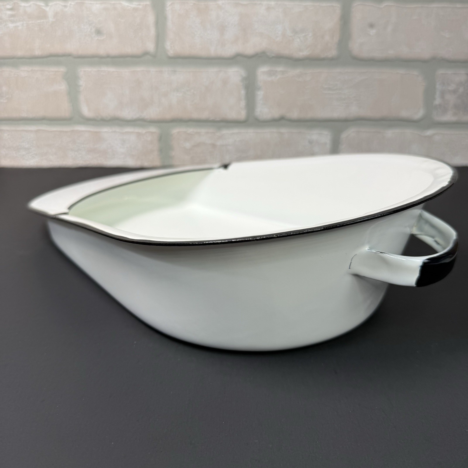 Vintage Jones Fracture Bed Pan No. 70010 Enamelware Porcelain W/ Original Box