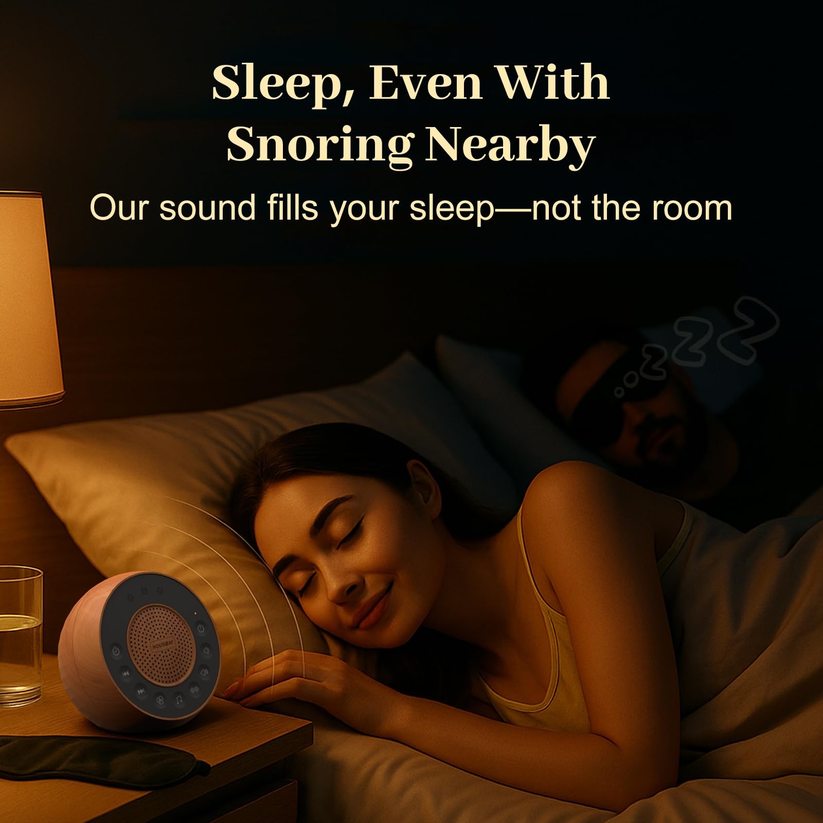 Housbay White Noise Machine with 31 Soothing Sounds, 5W Loud Stereo Sound, Auto-