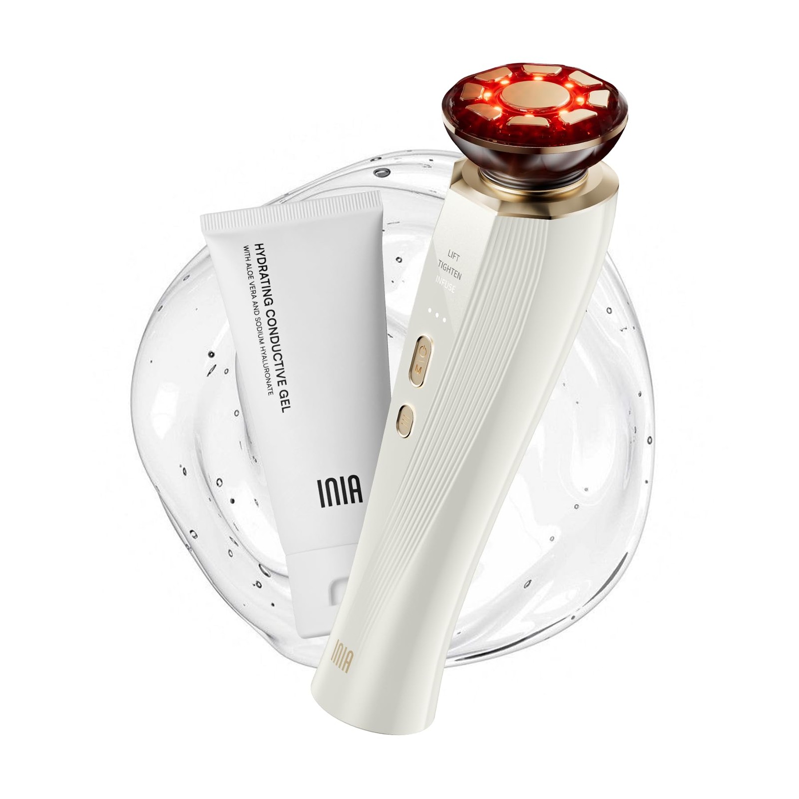 INIA 3in1 Red Light Therapy for Face and Neck Beauty Device for Puffiness & S…