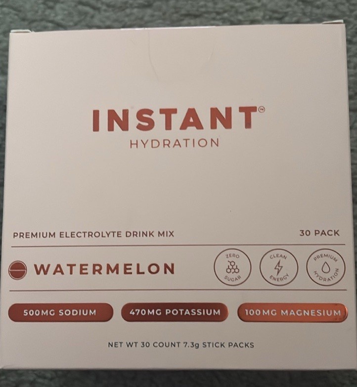 Instant Hydration Electrolyte Drink Mix Watermelon Flavor 30 Stick Packs