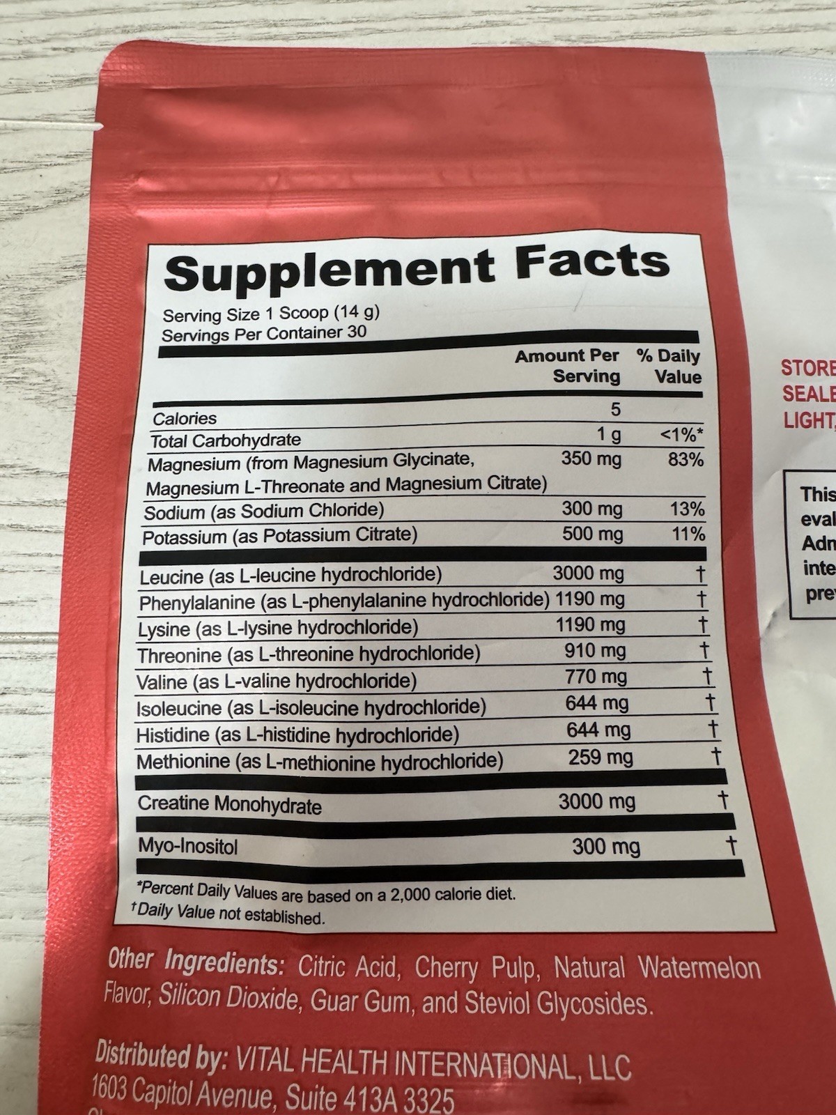 VitalHealth Performance+ Amino Acid Creatine Powder Watermelon 14.8oz