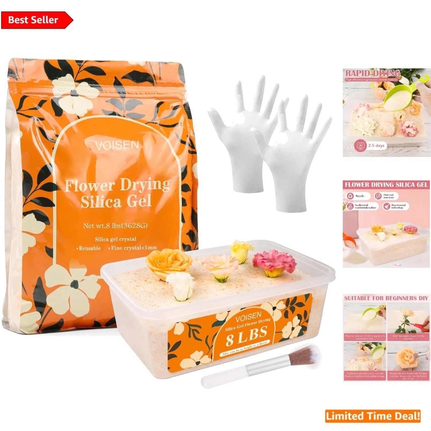 Reusable 8LBS Flower Drying Silica Gel with Plastic Box – Non-Toxic & Effective