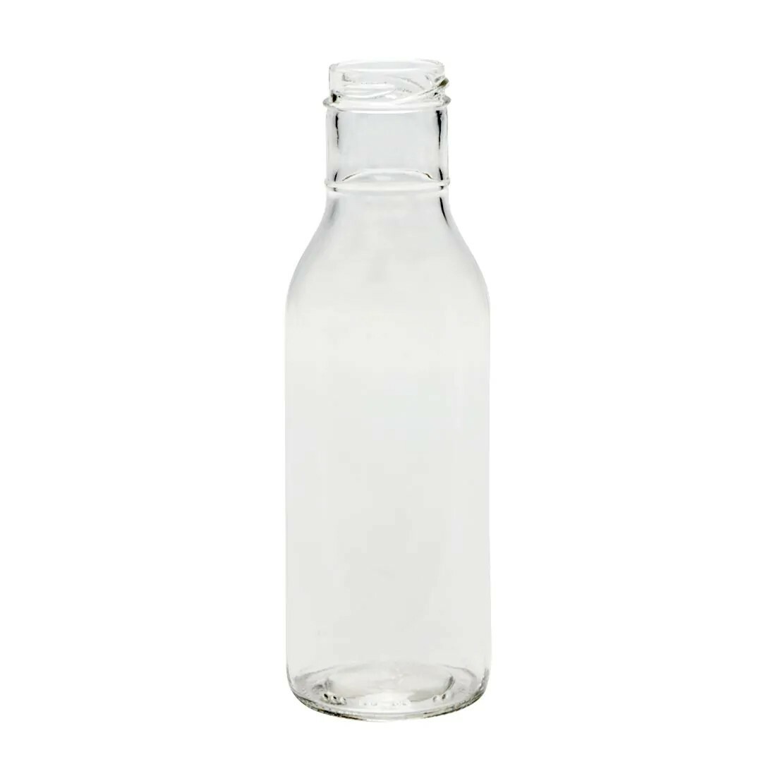 12 oz. Clear Ringneck BBQ Sauce Bottle with Gold Cap Lid