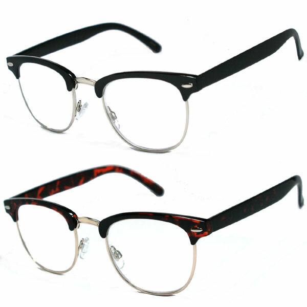 Retro Horned Rim Half Frame Browline Clear Full Lens Magnified Reading Glasses