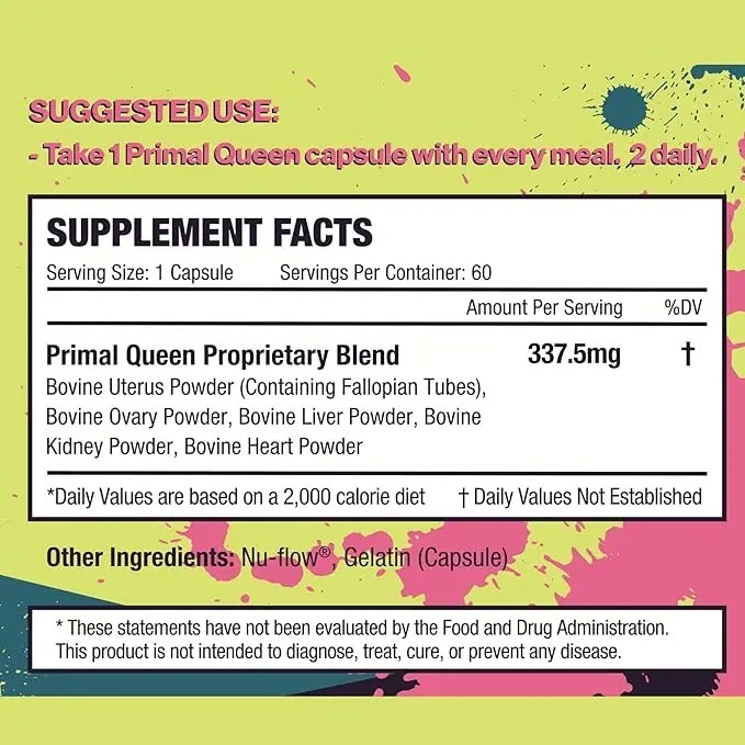 3pcs Primal Queen Supplement for Women 60 Counts Beef Organ – 1 Month Supply