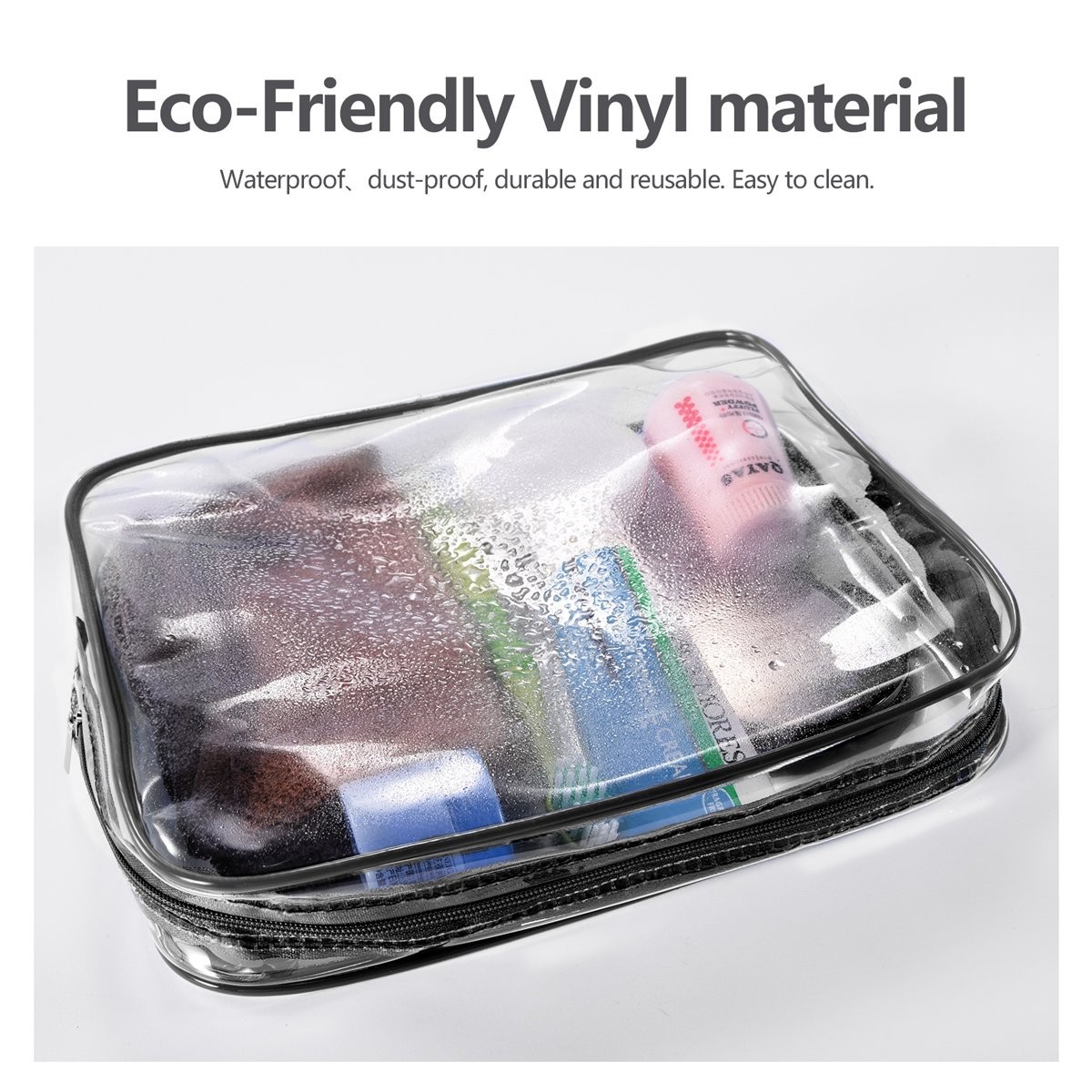 3Pc Transparent PVC Storage Bag Travel Toiletry Bag Cosmetic Toiletry Clear Bag