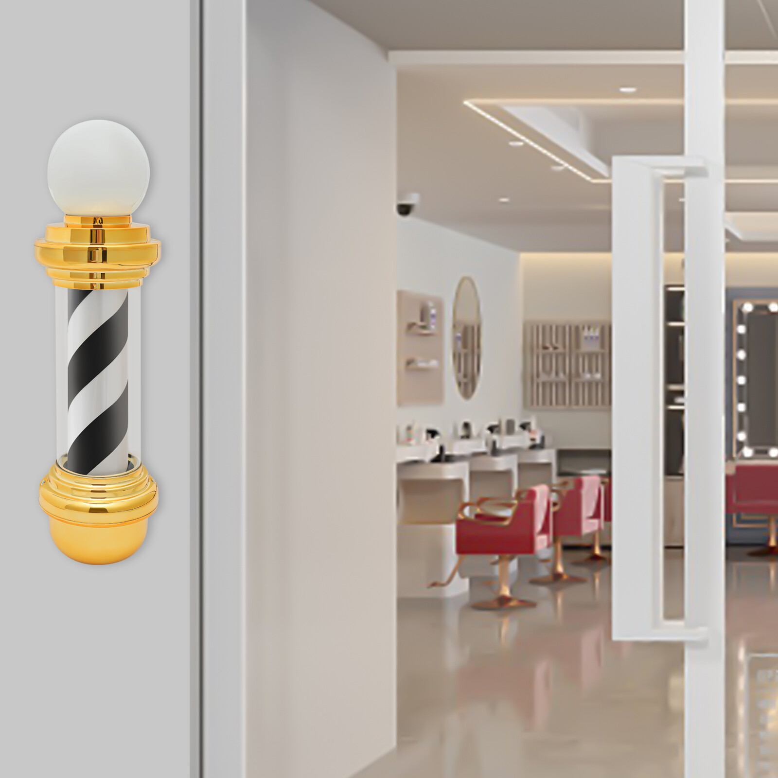 110V Barber Pole Light Rotating Hair Salon Open Sign IP54 Waterproof Save Energe