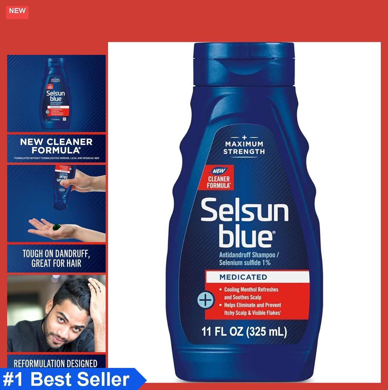 Medicated Antidandruff Shampoo Maximum Strength Selenium Sulfide 11 fl oz Scalp